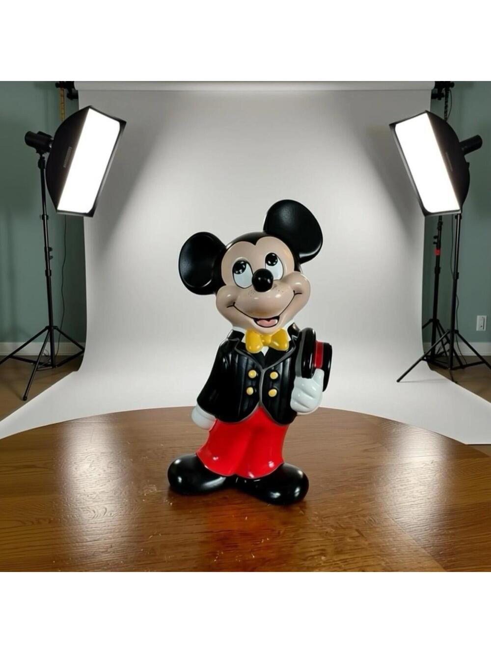 Vintage Mickey Mouse Figurine in Dapper Suit with Bow Tie